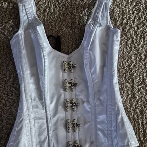 Elegant White Corset Top With Solid Clasps Handmade Size 24 By Corset Story